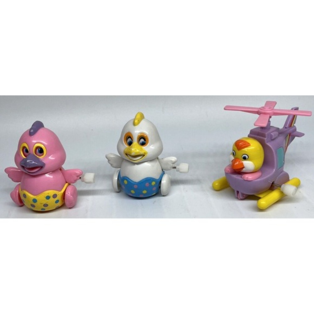 Vintage Easter Wind Up Toys Chicks Chicken Helicopter Hatching Egg Lot 3 Works